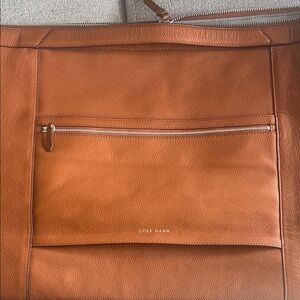 Cole Haan Chestnut Brown Pebbled Leather Weekender Bag